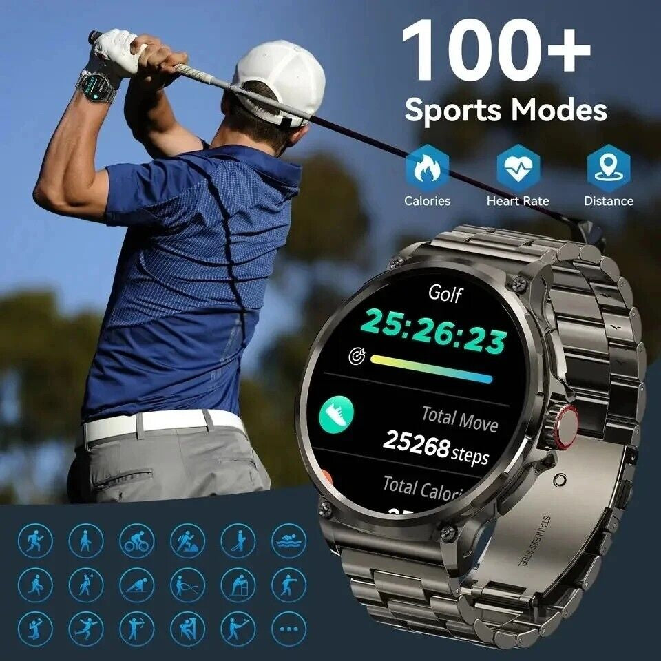  Smartwatch 1.85" Ultra HD GPS Bluetooth Call Health Monitoring Watch Gym Gift