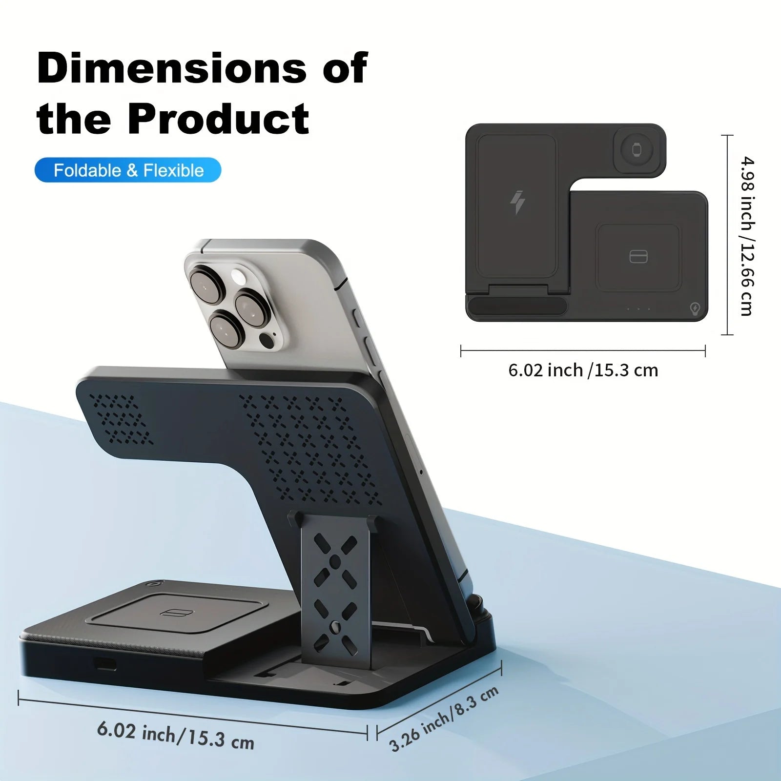 Wireless Charger, Magnetic Fast Charging Stand Compatible with Iphone 16- 8 Pro Max plus XS XR X, for Apple Watch 9-2 SE, for Airpods 3 2 Pro, 3 in 1 Charging Station