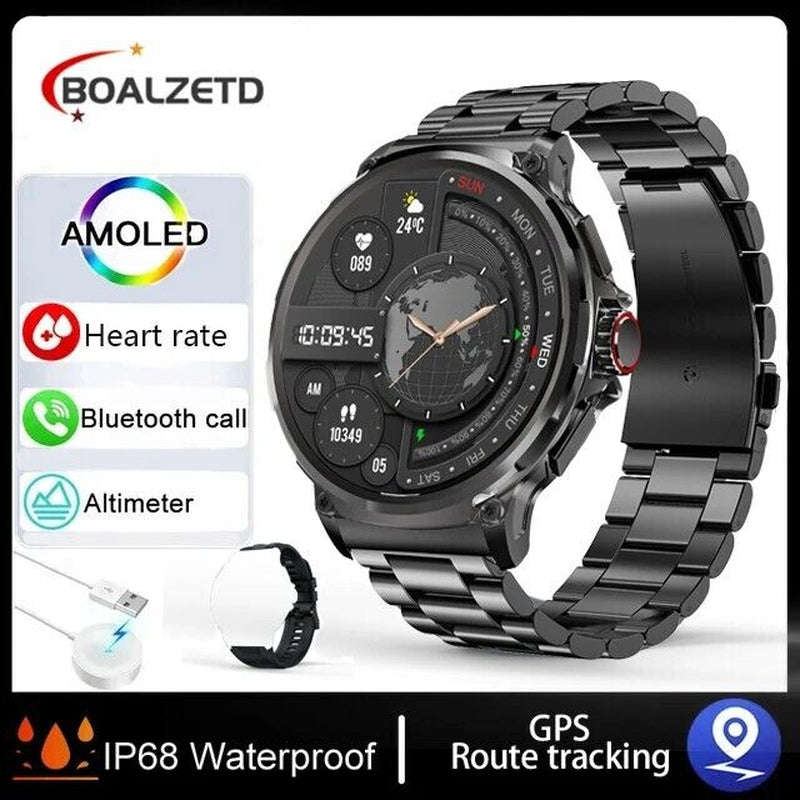  Smartwatch 1.85" Ultra HD GPS Bluetooth Call Health Monitoring Watch Gym Gift