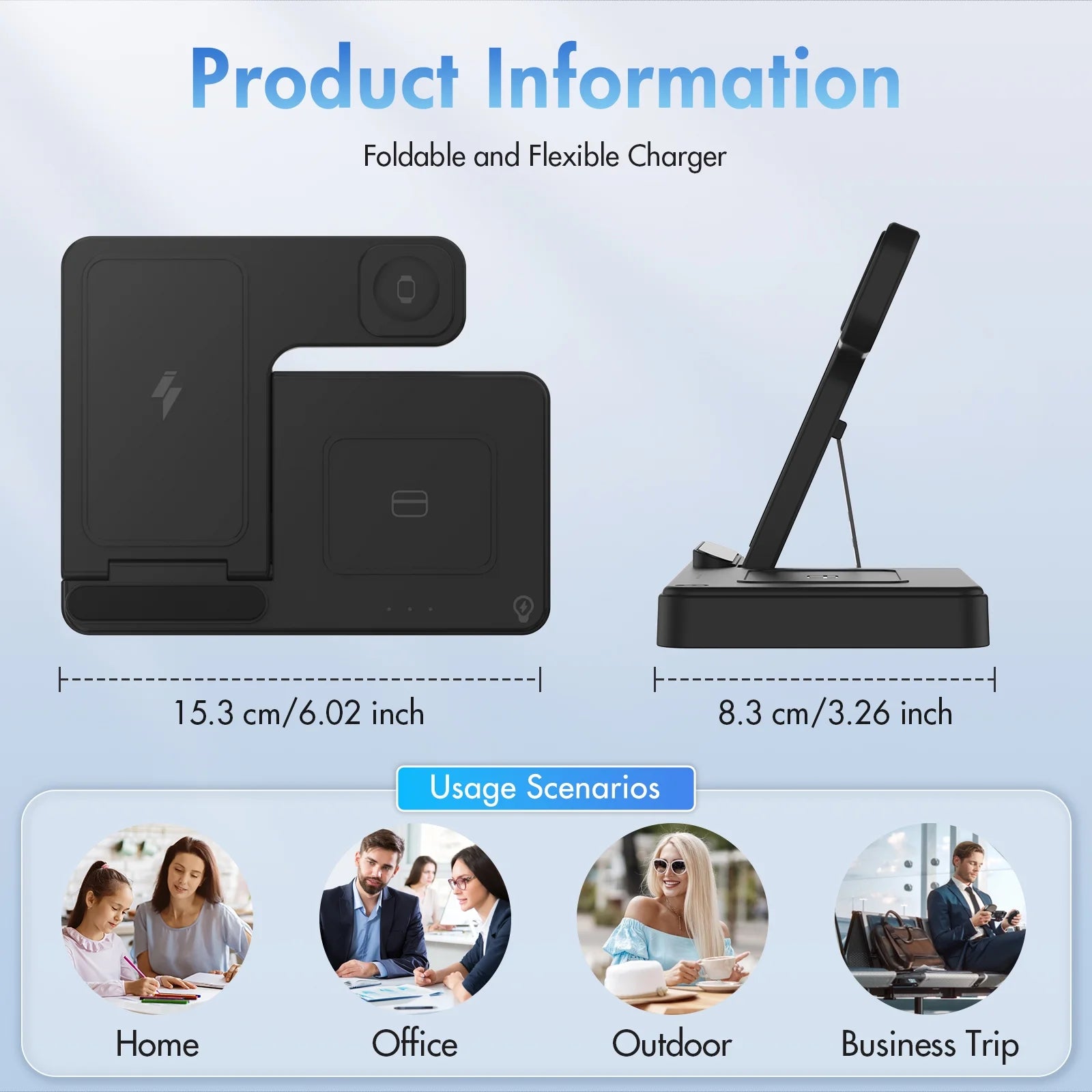 Wireless Charger, Magnetic Fast Charging Stand Compatible with Iphone 16- 8 Pro Max plus XS XR X, for Apple Watch 9-2 SE, for Airpods 3 2 Pro, 3 in 1 Charging Station