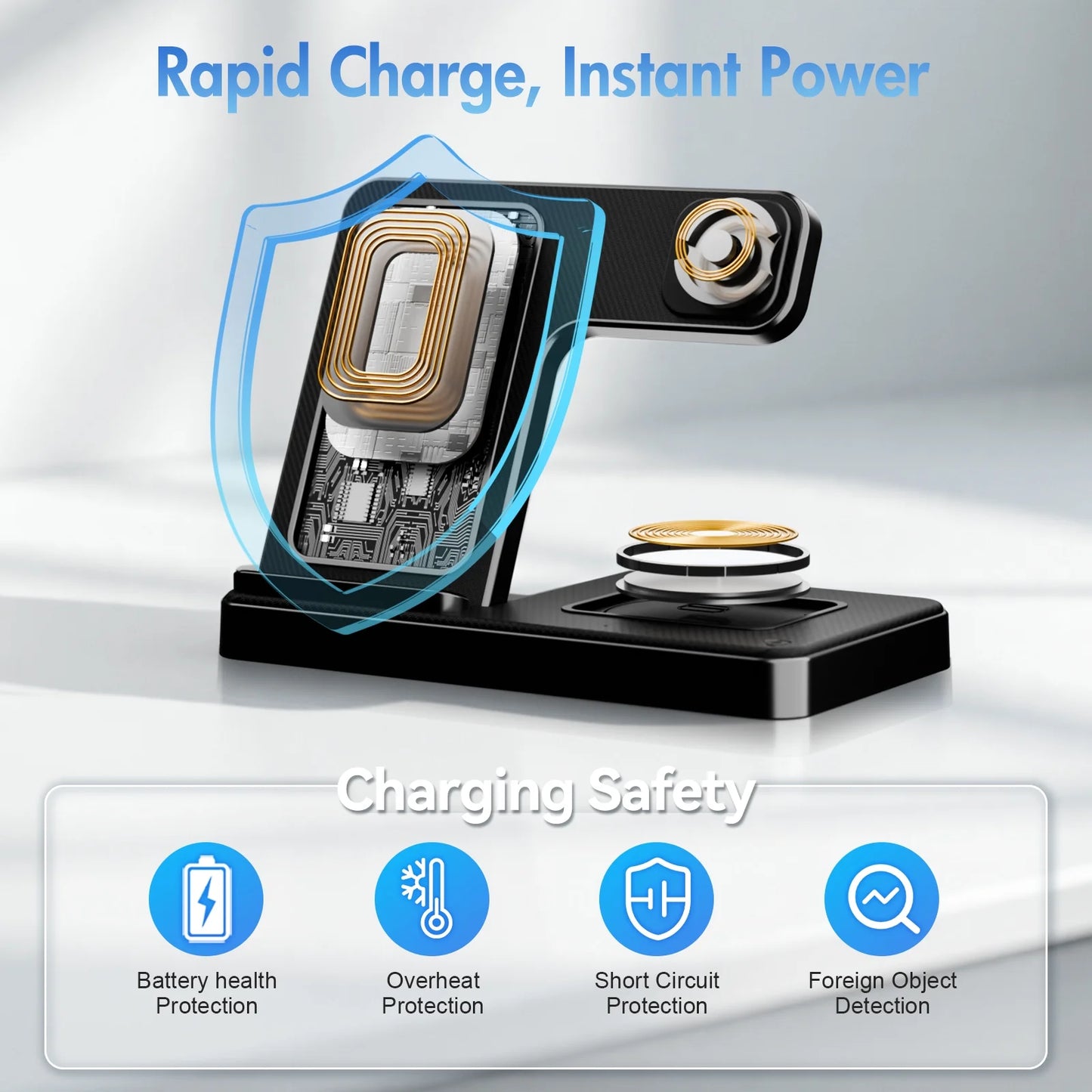 Wireless Charger, Magnetic Fast Charging Stand Compatible with Iphone 16- 8 Pro Max plus XS XR X, for Apple Watch 9-2 SE, for Airpods 3 2 Pro, 3 in 1 Charging Station