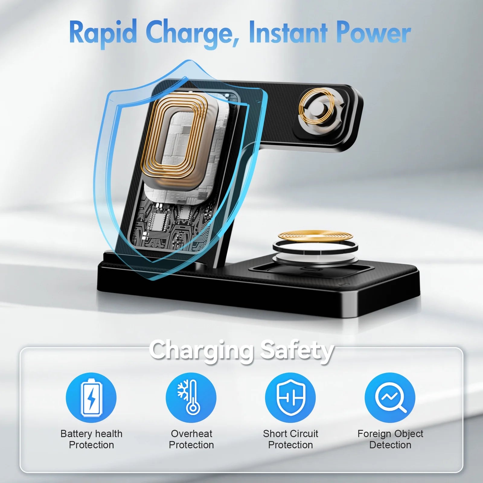 Wireless Charger, Magnetic Fast Charging Stand Compatible with Iphone 16- 8 Pro Max plus XS XR X, for Apple Watch 9-2 SE, for Airpods 3 2 Pro, 3 in 1 Charging Station
