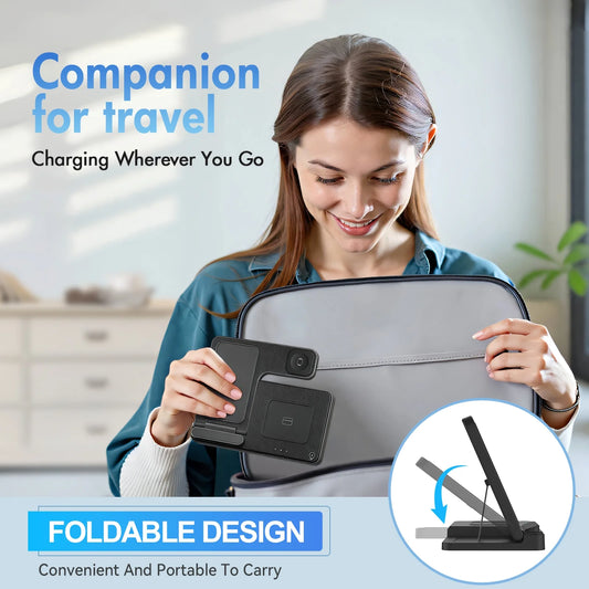 Wireless Charger, Magnetic Fast Charging Stand Compatible with Iphone 16- 8 Pro Max plus XS XR X, for Apple Watch 9-2 SE, for Airpods 3 2 Pro, 3 in 1 Charging Station
