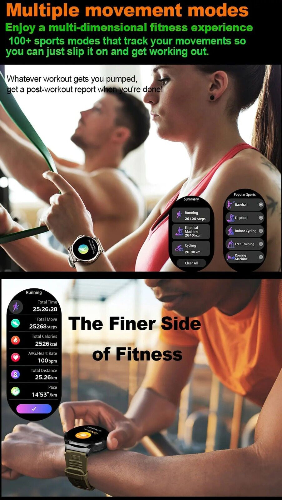  Smartwatch 1.85" Ultra HD GPS Bluetooth Call Health Monitoring Watch Gym Gift