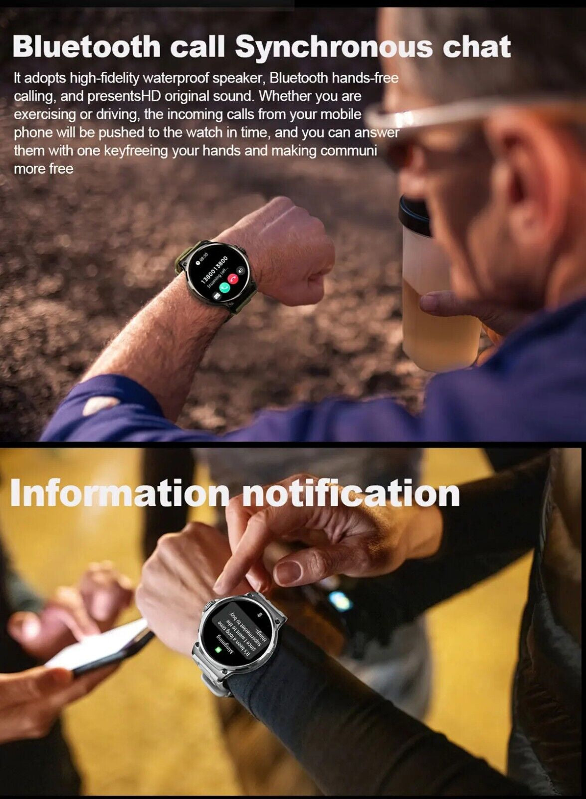  Smartwatch 1.85" Ultra HD GPS Bluetooth Call Health Monitoring Watch Gym Gift